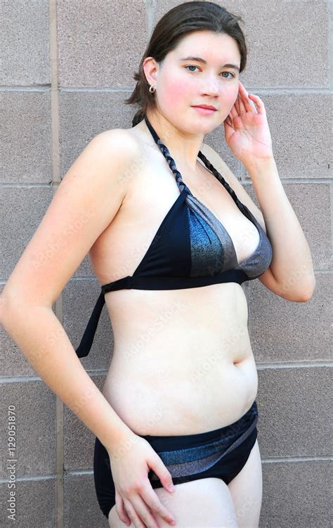 Sexy Female Plus Size Beauty Posing Outside In A Bikini Stock Photo Adobe Stock