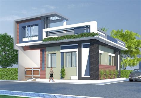 modern style house  balconies front elevation design