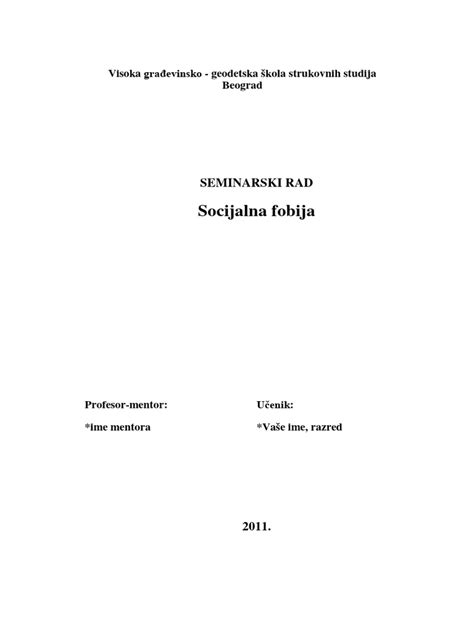 Socijalna Fobija Pdf