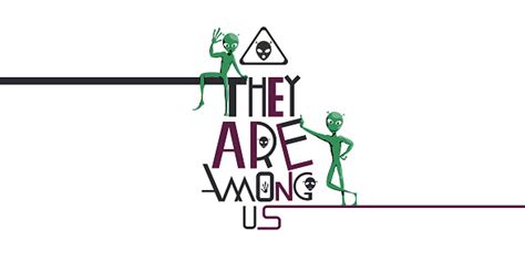 Aliens Entre Nos - Vetores de Ilustração Com Alienígenas Inscrições Estão Entre Nós ...