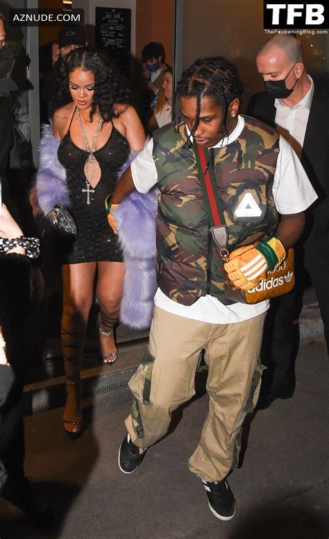 Rihanna Sexy Seen Flaunting Her Nude Tits In A See Through Dress In Milan Aznude