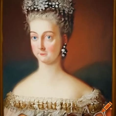Russian Empress Caterine II. Face close-up. Garden. Oil painting. Very ...
