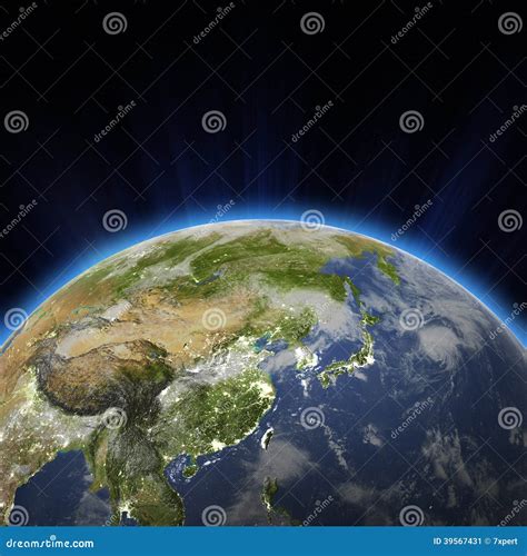 West Asia China Japan Korea City Lights At Night Stock Illustration