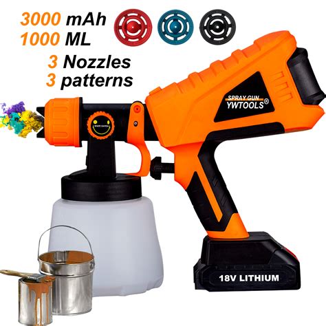 Ywtools Cordless Paint Sprayer Spray Gun W 3 0Ah Battery Fast Charger