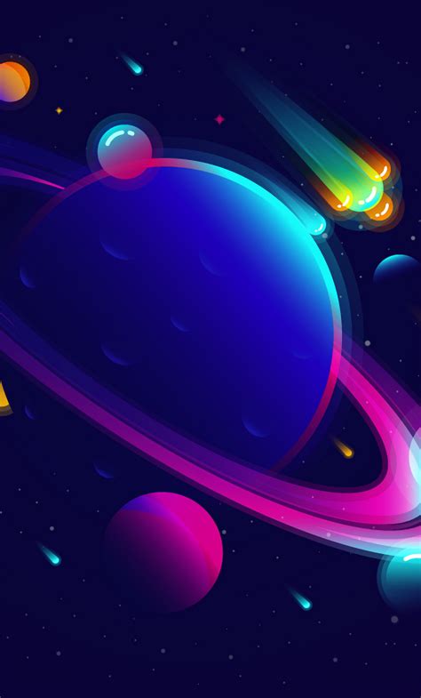 1280x2120 Saturn Planet Illustration Minimalist Iphone 6 Hd 4k