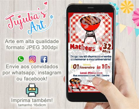 Mensagem De Convite De Churrasco Para Whatsapp - Convite Digital Churrasco para Whatsapp | Elo7 Produtos Especiais