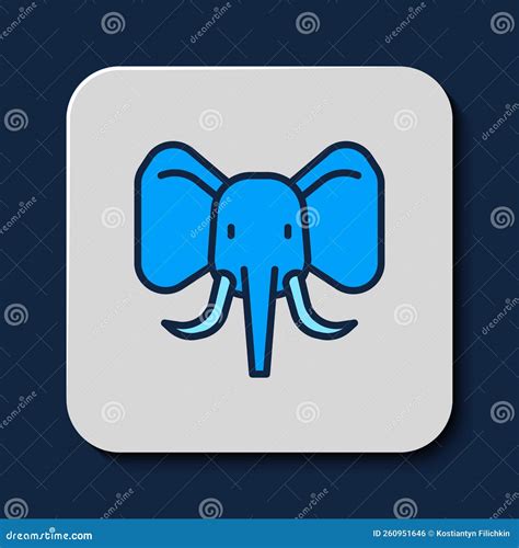 Icono De Elefante De Contorno Relleno Aislado En Fondo Azul Vector