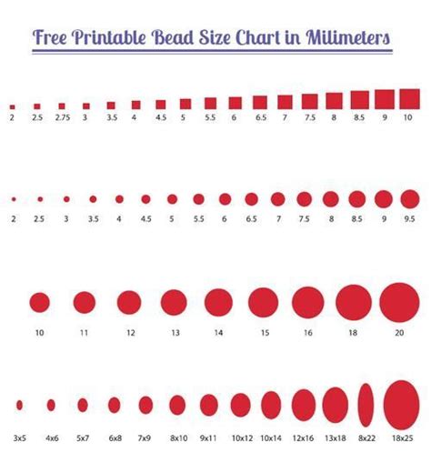 Bead Size Chart Free Printable