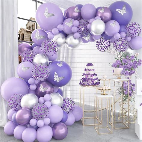 Pateeha Kit De Arco De Guirnalda De Globos Morados Decoraciones De