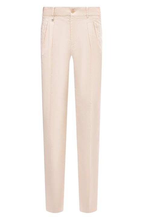 Мужские кремовые брюки из хлопка и льна STEFANO RICCI купить в интернет ...