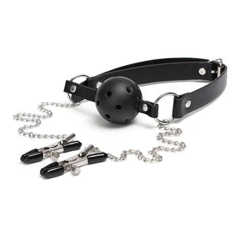 Кляп в рот с зажимами