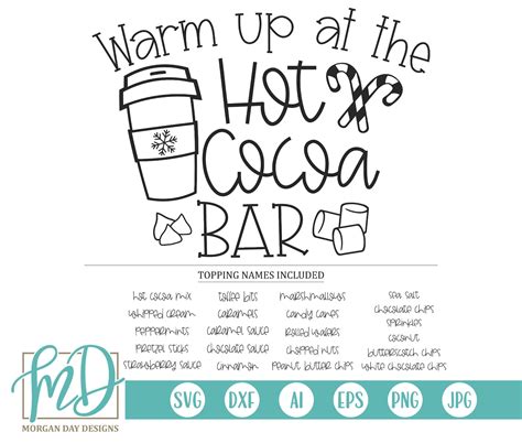 Hot Cocoa Bar Svg Christmas Svg Hot Chocolate Svg Holiday Cut Files Christmas Kitchen Saying