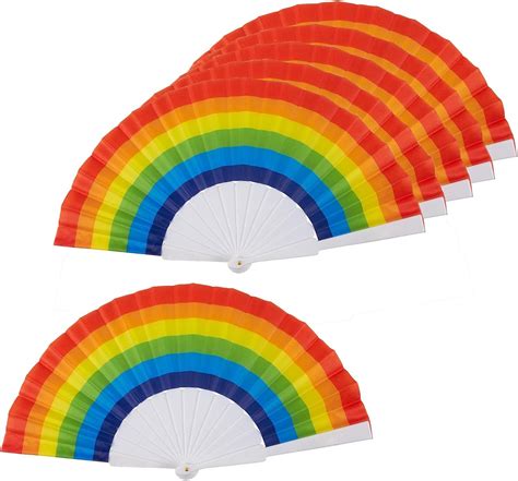 Amazon Folding Fans For Gay Pride Parades Rainbow 9 In 6 Pack Home Kitchen