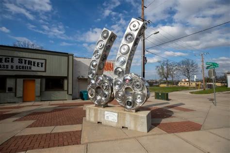 Hubcaps On Route 66 Sculpture In Springfield Missouri