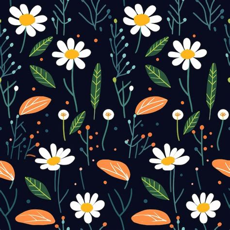 Premium Photo A Seamless Pattern With Daisies And Leaves