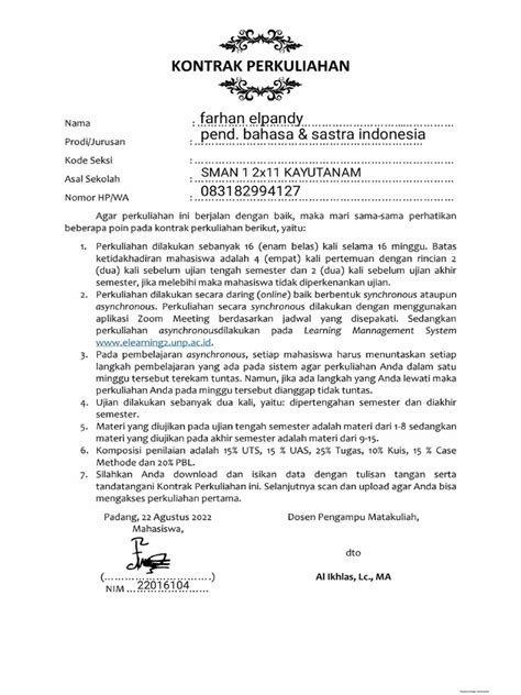 Kontrak Perkuliahan 1 2 01 Pdf