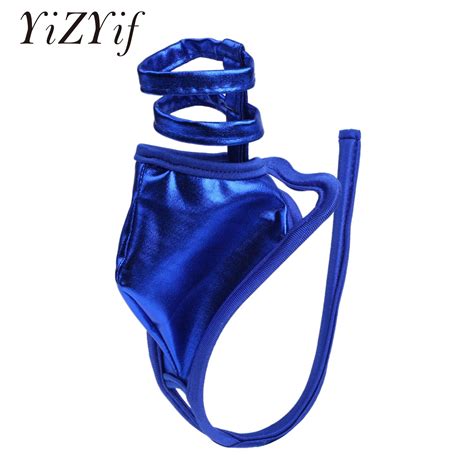 Sexy Men Gay Underwear Men C String Thong Bikini Briefs Shorts Lingerie Patent Leather