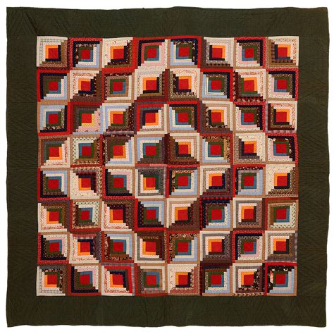 calico barn raising log cabin quilt  stdibs log cabin barn raising
