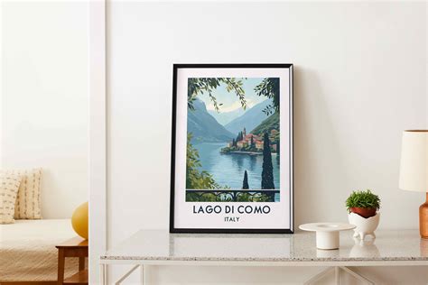 Lago Di Como Poster Lake Como Wall Art Vintage Travel Poster Framed