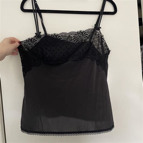Amazing Vintage Black Sheer Lace Lingerie Style Top Depop