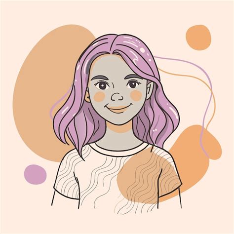 Un Dibujo De Una Chica Con Cabello Rosa Y Un Fondo Amarillo Y Naranja