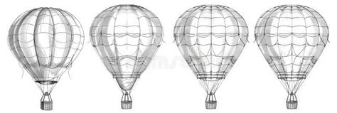 Hot Air Balloon Set Contour Drawings For Design Stock Photo Image Of Transport Discovery