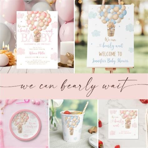 Teddy Bear Hot Air Balloon Blue Boy Baby Shower Invitation Zazzle