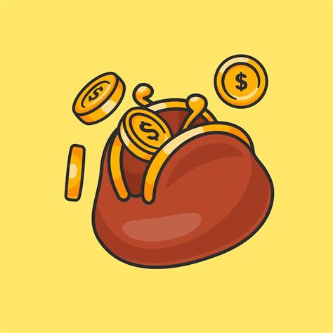 Free Vector Wallet And Gold Coin Money Cartoon Vector Icon