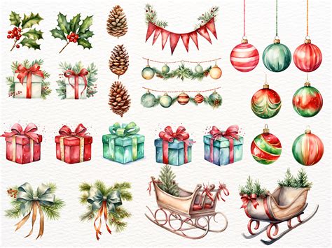 Christmas Woodland Animals Clipart Christmas Illustration Digital