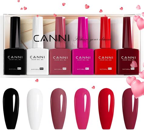 Amazon Canni Ml Hema Free Gel Nail Polish Set Pcs White Black Red Purple Nude Colors Gel