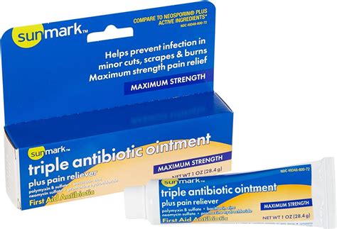 Sunmark Triple Antibiotic Ointment Plus Pain Reliever Oz Wound Care