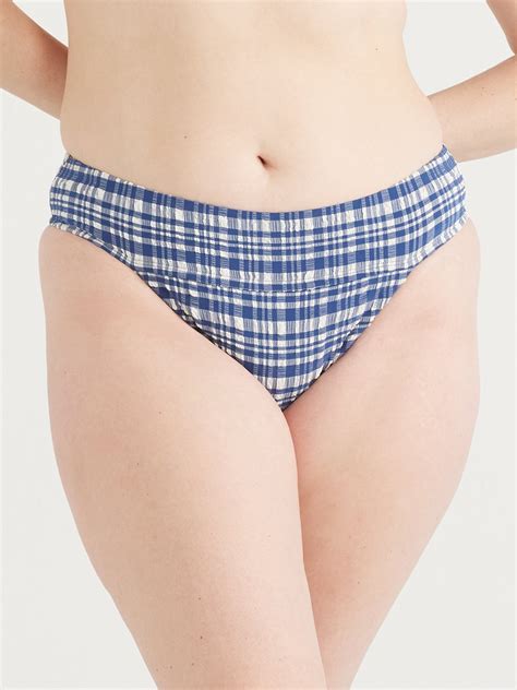 Time And Tru Women S And Women S Plus Seersucker Mid Rise Bikini Bottoms Sizes Xs Xl Walmart