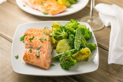 Pan Fried Salmon with Pesto Dressed Vegetables - Salu Salo Recipes