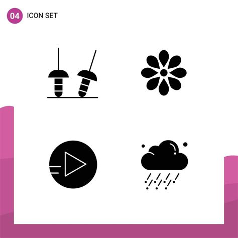 Set Of Commercial Solid Glyphs Pack For Fencing Play Flower Flower Rain