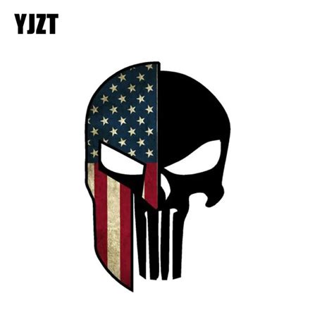 Yjzt Cm Cm American Flag Spartan Flag Punisher Skull Decal Car