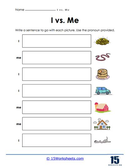 I Vs Me Worksheet