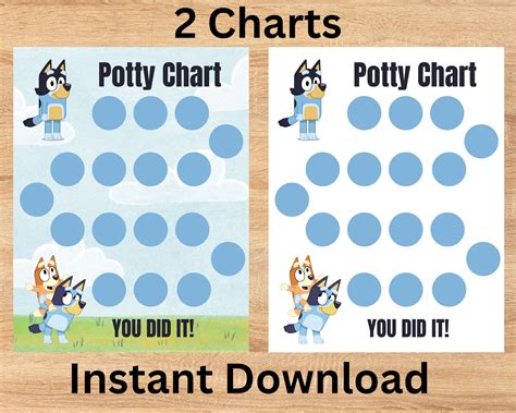 Bluey Potty Chart Reward Chart For Kids Printable 85x11 Instant