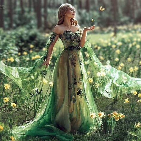 Emerald Green Dress Prom Dresses Floral Jungle Fairy Plus Size Etsy