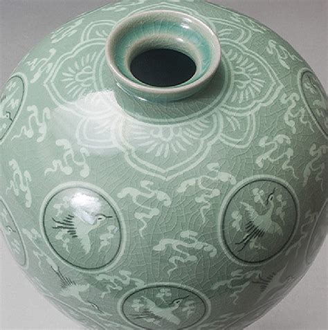 Goryeo Inlaid Celadon Vase Large Size Korean Traditional Etsy