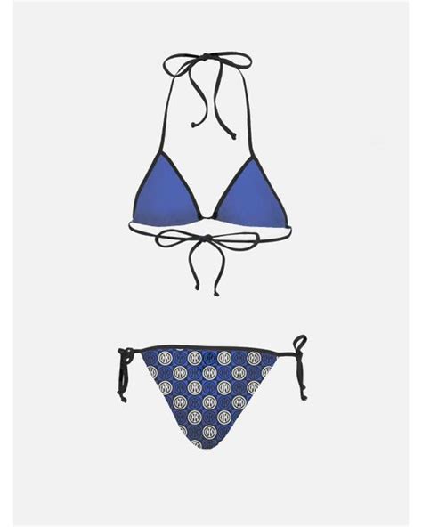 Mc2 Saint Barth Triangle Bikini Maleah With Inter Logo Print Inter Special Edition In Blue Lyst