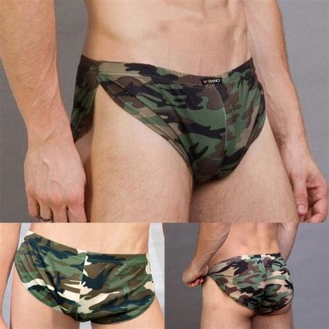 Commode Homme En Soie Glac E Camouflage Slips Sous V Tements Shorts