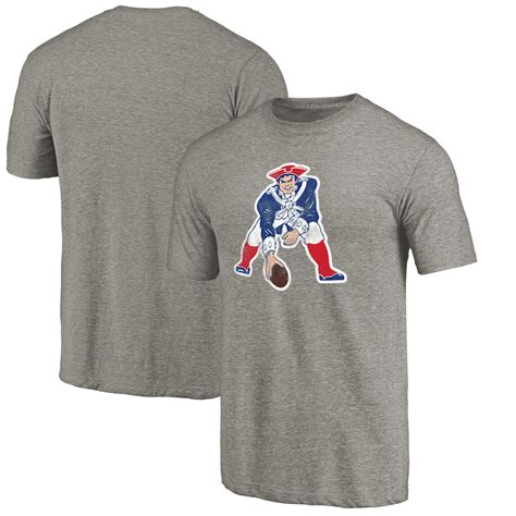 Nfl Pro Line New England Patriots Heathered Gray Throwback Logo Tri