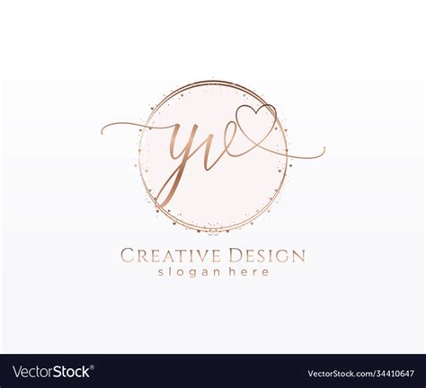 Initial Yv Handwriting Logo With Circle Template Vector Image