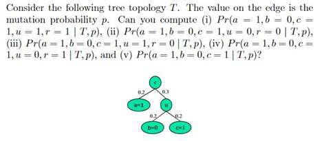 Solved Consider The Following Tree Topology T The Value On Chegg