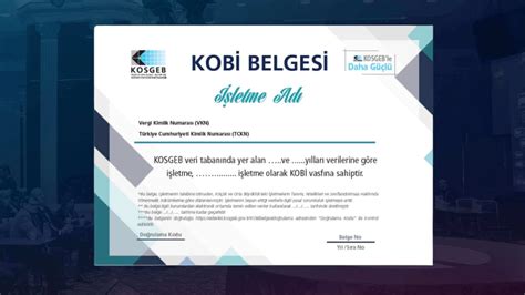 KOSGEB Kobi Belgesi Nedir Nasıl Alınır Başvuru Şartları