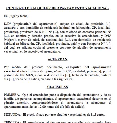 Contrato De Alquiler De Apartamento De Vacaciones