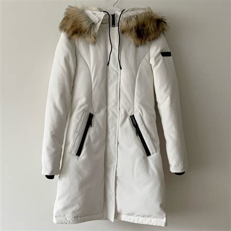 Sam Edelman White Faux Fur Trim Down Jacket Xxs Gem