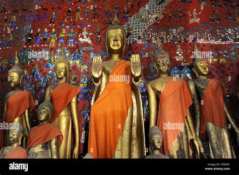 Gilded Buddha Statues Wat Xieng Thong Temple Luang Prabang Laos