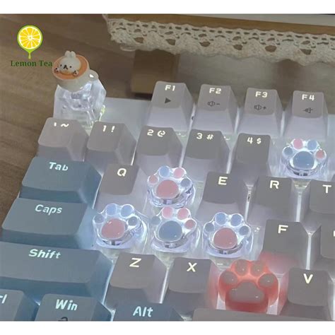 2023 New Colorful Translucent Cat Claw Keycaps Transparent Cute Girl