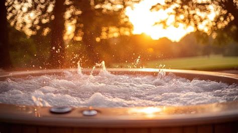 Outdoor Hot Tub Bubbling Sunset Garden Stock Photos Free Royalty Free Stock Photos From